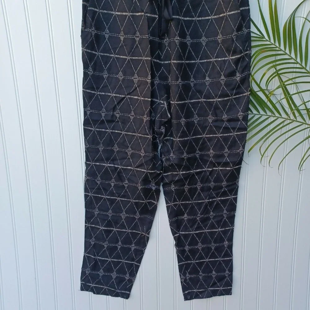 Madewell Diamond Dot  Sleeveless Jumpsuit Size XS  Black Cream Tribal Boho - Picture 5 of 11